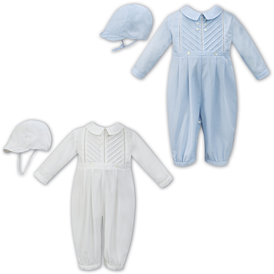 Sarah Louise Boys Christening Romper & Hat 011611